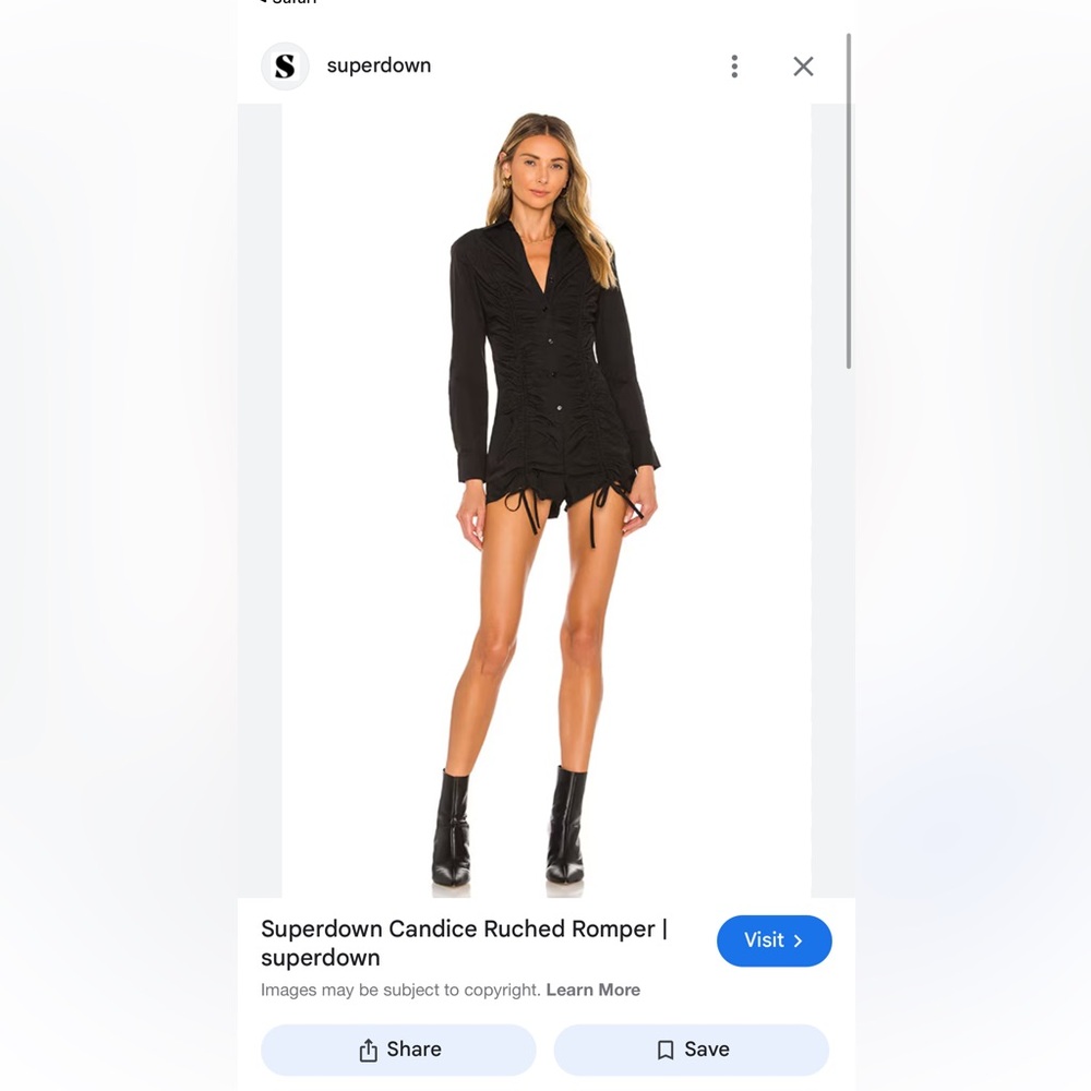 Euc Superdown Black Chic Button Down Mini Ruched … - image 3